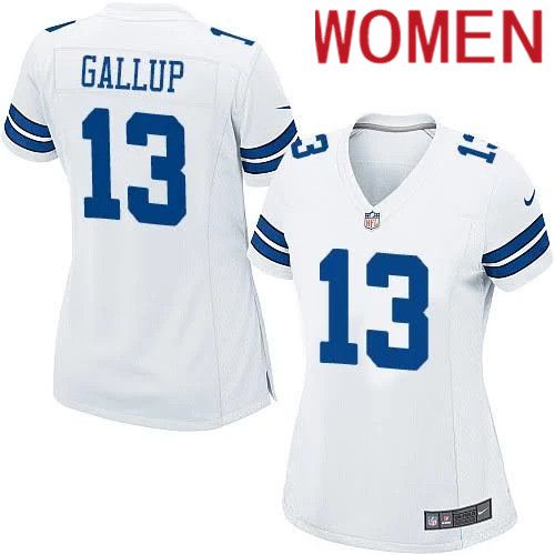 Women Dallas Cowboys #13 Michael Gallup Nike White Team Game NFL Jersey->women nfl jersey->Women Jersey